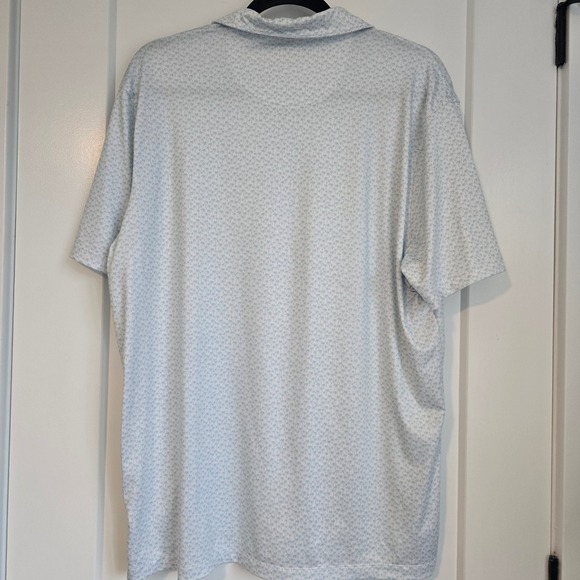Kenneth Cole Golf Palm Tree Print Polo Shirt Men's Large Light Blue White Large - Picture 4 of 11
